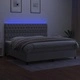Боксспринг легло с матрак и LED, светлосиво, 200x200 см, плат