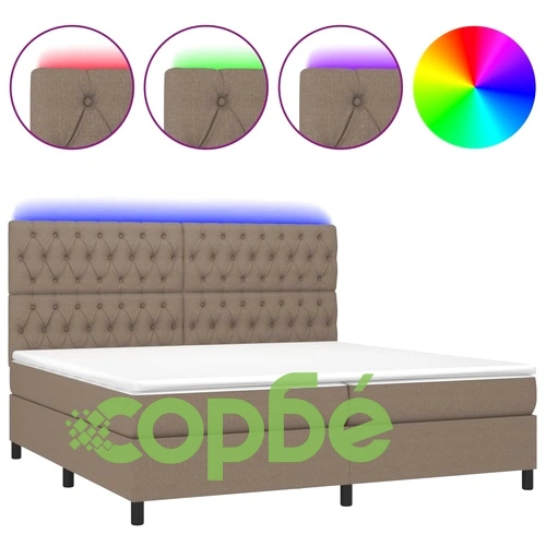Боксспринг легло с матрак и LED, таупе, 200x200 см, плат ➤ топ цена ➤ sorbe.bg