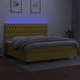 Боксспринг легло с матрак и LED, зелена, 200x200 см, плат