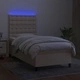 Боксспринг легло с матрак и LED, кремава, 90x190 см, плат