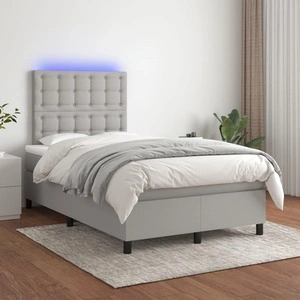 Боксспринг легло с матрак и LED, светлосиво, 120x200 см, плат