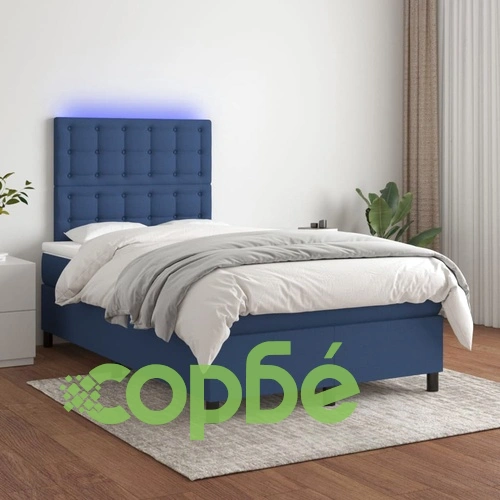 Боксспринг легло с матрак и LED, синьо, 120x200 см, плат ➤ топ цена ➤ sorbe.bg