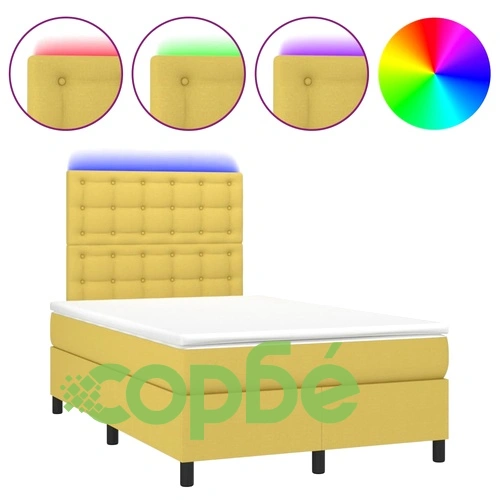 Боксспринг легло с матрак и LED, зелено, 120x200 см, плат ➤ топ цена ➤ sorbe.bg