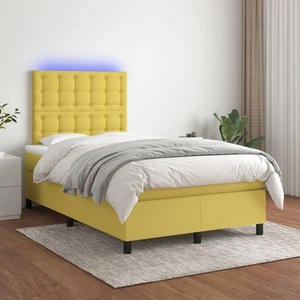Боксспринг легло с матрак и LED, зелено, 120x200 см, плат