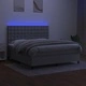 Боксспринг легло с матрак и LED, светлосиво, 160x200 см, плат