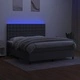 Боксспринг легло с матрак и LED, тъмносиво, 160x200 см, плат