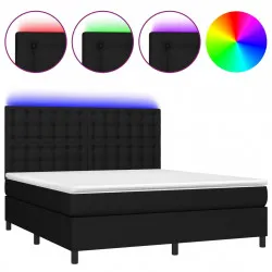 Боксспринг легло с матрак и LED, черно, 160x200 см, плат