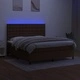 Боксспринг легло с матрак и LED, тъмнокафяво, 160x200 см, плат