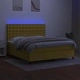 Боксспринг легло с матрак и LED, зелено, 160x200 см, плат