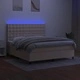 Боксспринг легло с матрак и LED, кремаво, 180x200 см, плат