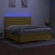 Боксспринг легло с матрак и LED, зелено, 180x200 см, плат