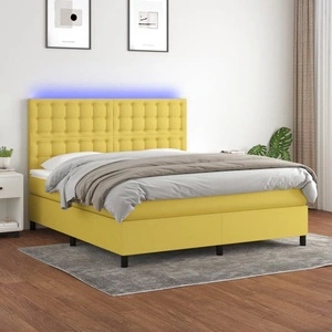 Боксспринг легло с матрак и LED, зелено, 180x200 см, плат