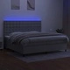 Боксспринг легло с матрак и LED, светлосиво, 200x200 см, плат