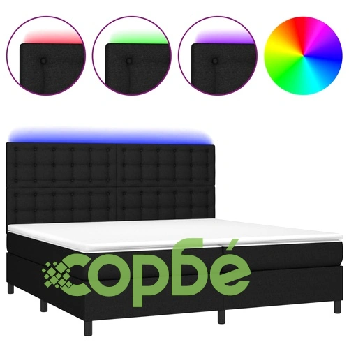Боксспринг легло с матрак и LED, черна, 200x200 см, плат ➤ топ цена ➤ sorbe.bg