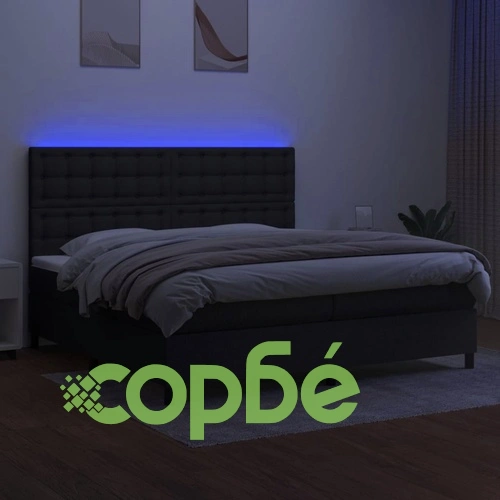 Боксспринг легло с матрак и LED, черна, 200x200 см, плат ➤ топ цена ➤ sorbe.bg