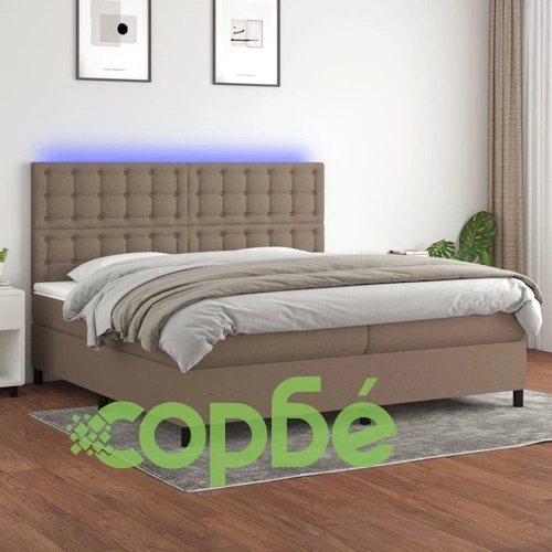 Боксспринг легло с матрак и LED, таупе, 200x200 см, плат ➤ топ цена ➤ sorbe.bg