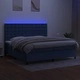 Боксспринг легло с матрак и LED, синя, 200x200 см, плат