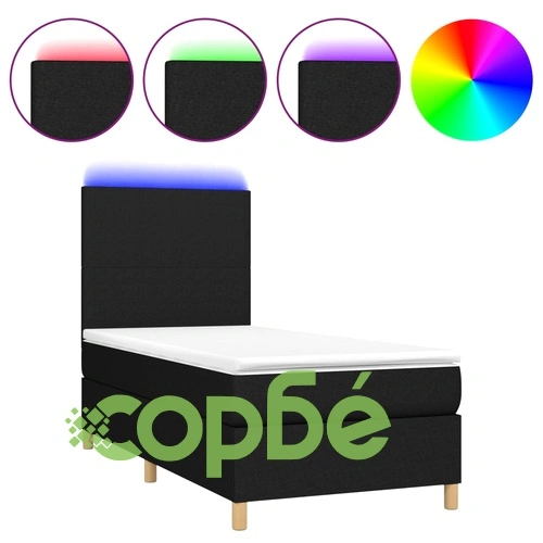 Боксспринг легло с матрак и LED, черно, 80x200 см, плат ➤ топ цена ➤ sorbe.bg