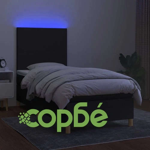 Боксспринг легло с матрак и LED, черно, 80x200 см, плат ➤ топ цена ➤ sorbe.bg