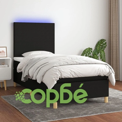 Боксспринг легло с матрак и LED, черно, 80x200 см, плат ➤ топ цена ➤ sorbe.bg