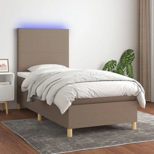 Боксспринг легло с матрак и LED, таупе, 80x200 см, плат