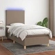 Боксспринг легло с матрак и LED, таупе, 80x200 см, плат