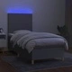 Боксспринг легло с матрак и LED, светлосиво, 90x190 см, плат