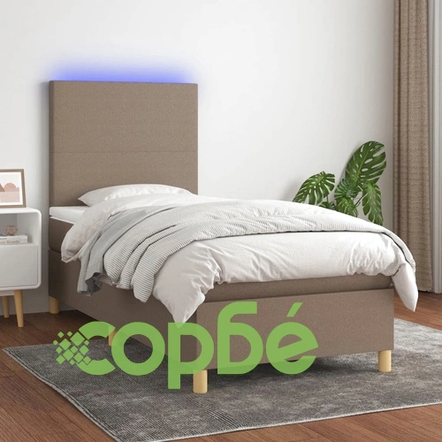 Боксспринг легло с матрак и LED, таупе, 90x200 см, плат ➤ топ цена ➤ sorbe.bg