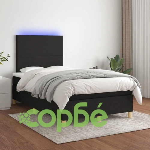Боксспринг легло с матрак и LED, черно, 120x200 см, плат ➤ топ цена ➤ sorbe.bg
