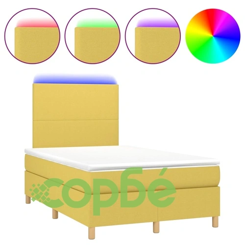 Боксспринг легло с матрак и LED, зелено, 120x200 см, плат ➤ топ цена ➤ sorbe.bg