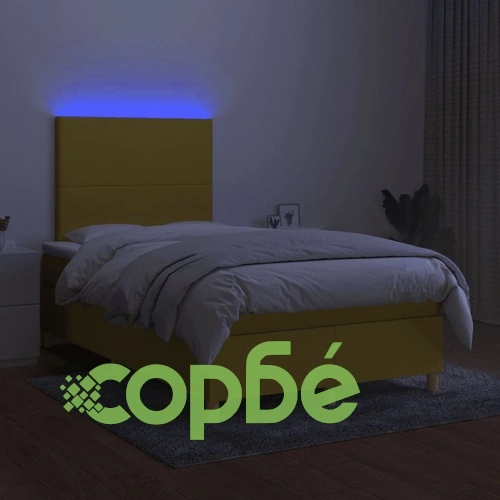 Боксспринг легло с матрак и LED, зелено, 120x200 см, плат ➤ топ цена ➤ sorbe.bg