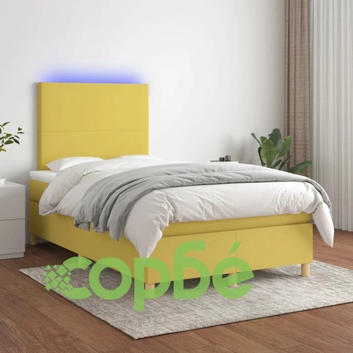 Боксспринг легло с матрак и LED, зелено, 120x200 см, плат ➤ топ цена ➤ sorbe.bg