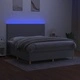 Боксспринг легло с матрак и LED, светлосиво, 160x200 см, плат