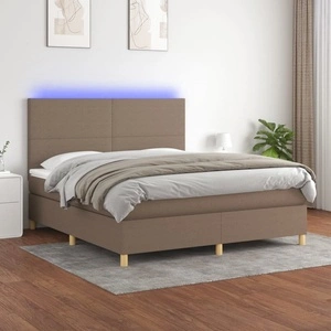 Боксспринг легло с матрак и LED, таупе, 160x200 см, плат