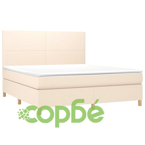 Боксспринг легло с матрак и LED, кремаво, 160x200 см, плат ➤ топ цена ➤ sorbe.bg