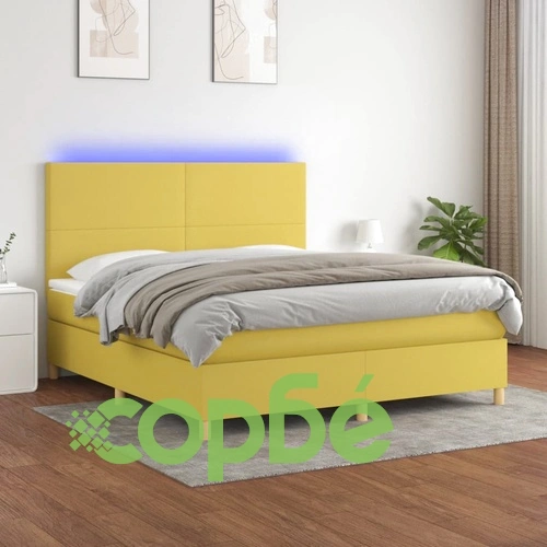 Боксспринг легло с матрак и LED, зелено, 160x200 см, плат ➤ топ цена ➤ sorbe.bg