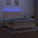 Боксспринг легло с матрак и LED, кремаво, 180x200 см, плат