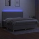 Боксспринг легло с матрак и LED, светлосиво, 200x200 см, плат