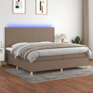 Боксспринг легло с матрак и LED, таупе, 200x200 см, плат