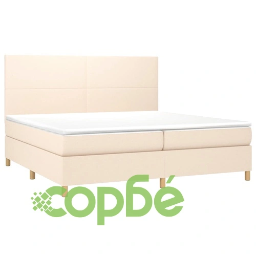 Боксспринг легло с матрак и LED, кремава, 200x200 см, плат ➤ топ цена ➤ sorbe.bg