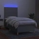 Боксспринг легло с матрак и LED, светлосиво, 80x200 см, плат