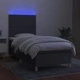 Боксспринг легло с матрак и LED, тъмносиво, 80x200 см, плат