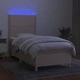 Боксспринг легло с матрак и LED, кремаво, 80x200 см, плат