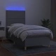 Боксспринг легло с матрак и LED, светлосиво, 90x190 см, плат