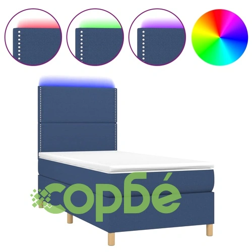 Боксспринг легло с матрак и LED, синя, 90x190 см, плат ➤ топ цена ➤ sorbe.bg