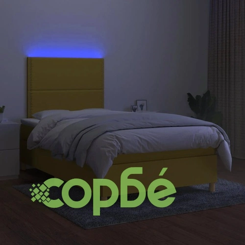 Боксспринг легло с матрак и LED, зелено, 120x200 см, плат ➤ топ цена ➤ sorbe.bg