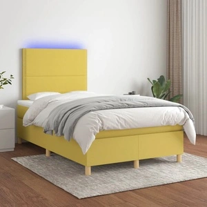 Боксспринг легло с матрак и LED, зелено, 120x200 см, плат