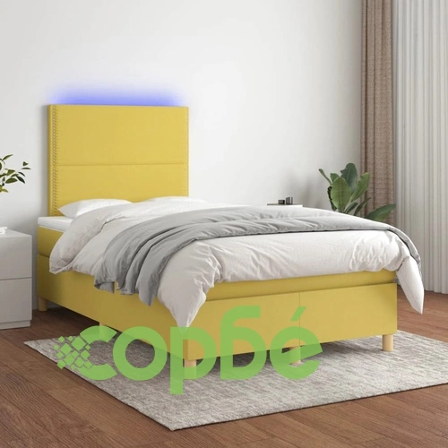 Боксспринг легло с матрак и LED, зелено, 120x200 см, плат ➤ топ цена ➤ sorbe.bg