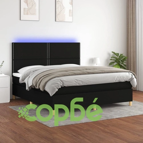 Боксспринг легло с матрак и LED, черно, 180x200 см, плат ➤ топ цена ➤ sorbe.bg