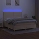 Боксспринг легло с матрак и LED, кремаво, 180x200 см, плат